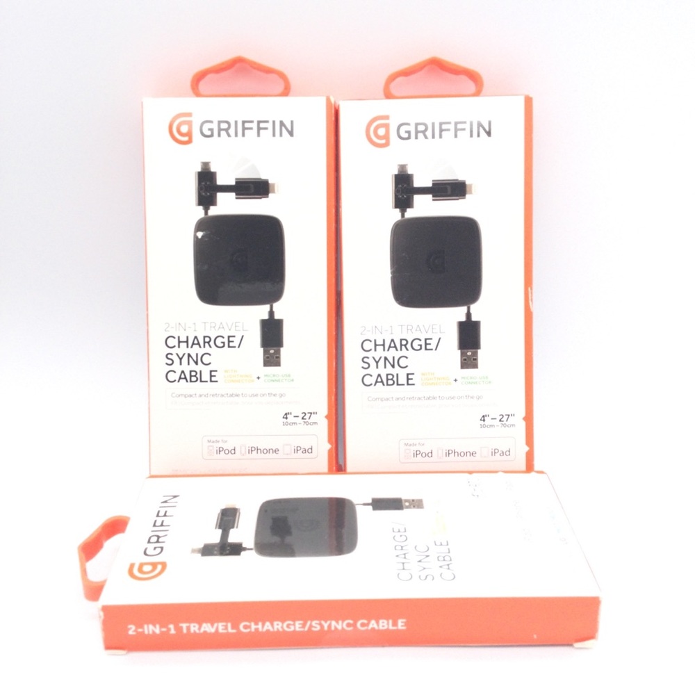 - Griffin 2 - in - 1 travel charge cable. New 3pk